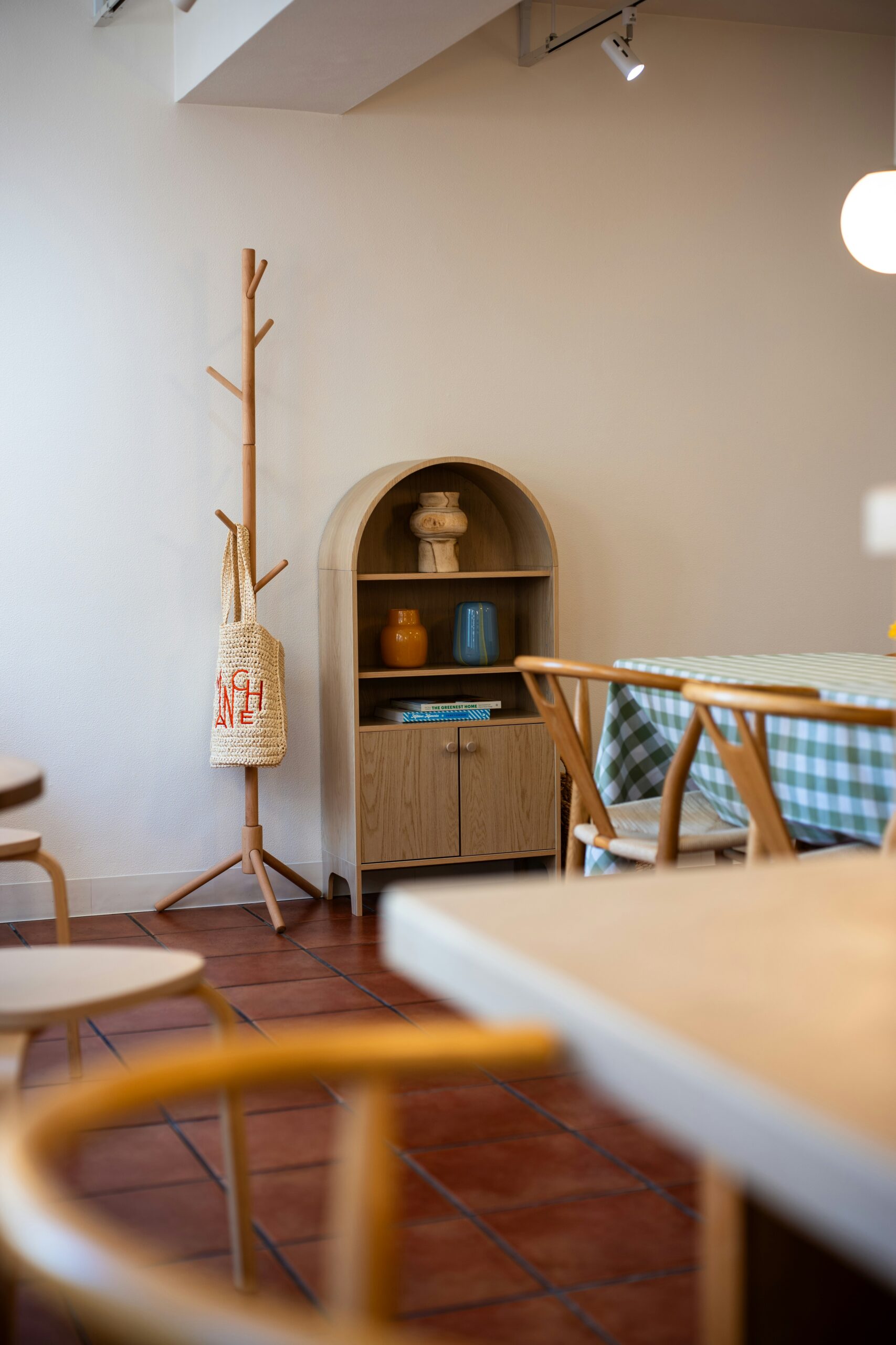 Warm Japandi bedroom with soft textures, neutral tones, and calm minimal styling.