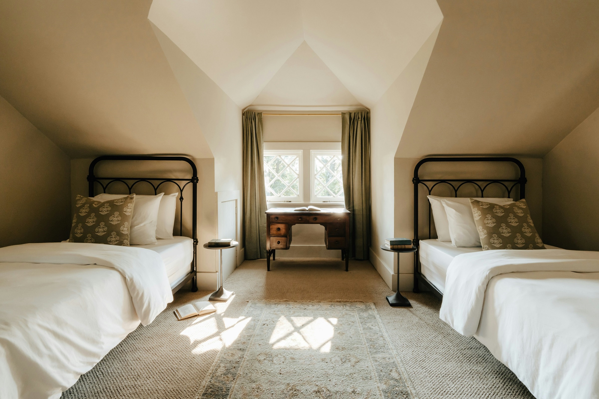 Bedroom with centered bed placement creating a balanced and restful layout.